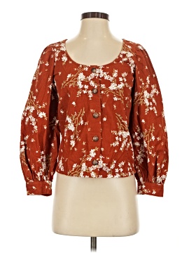 Madewell Corduroy Shirred-Sleeve Button-Front Top in Farmstand Bouquet (view 1)