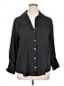 Zara Solid Black 3/4 Sleeve Button-Down Shirt Size XL - photo 1