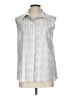 Athleta Stripes Silver Sleeveless Button-Down Shirt Size L - photo 1