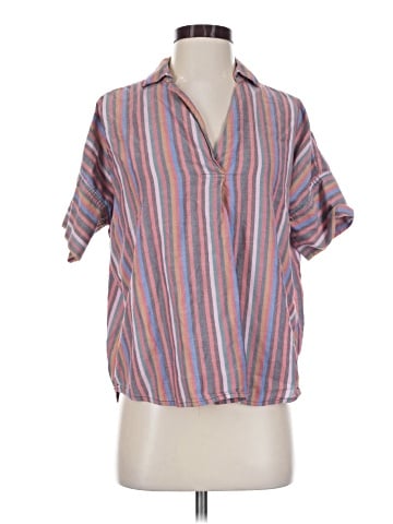 Madewell Courier Button-Back Shirt in Rainbow Stripe (view 1)