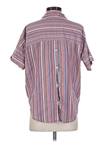 Madewell Courier Button-Back Shirt in Rainbow Stripe (view 2)