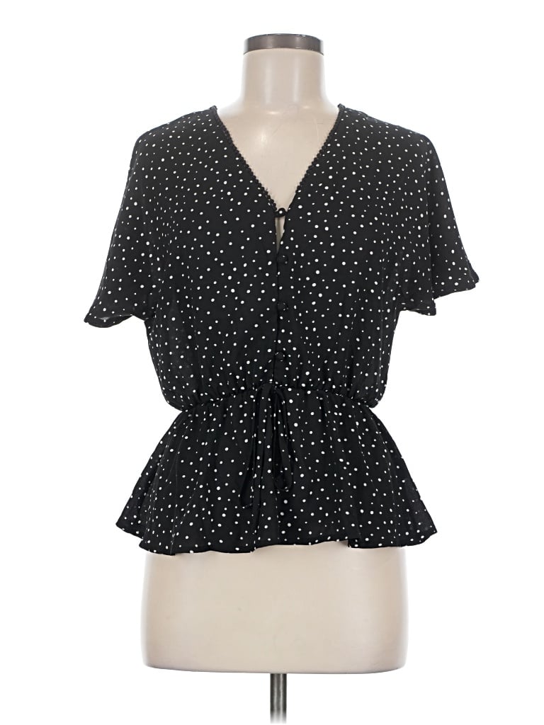 Pre-owned Sienna Sky Short Sleeve Blouse In Black