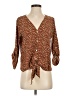 West Kei 100% Polyester Animal Print Brown 3/4 Sleeve Blouse Size XS - photo 1