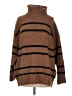 Line & Dot Stripes Brown Turtleneck Sweater Size XS - photo 1