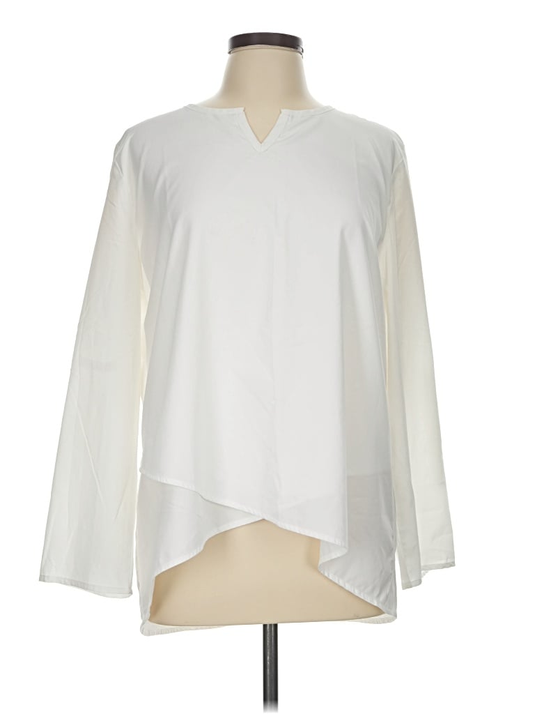 Pre-owned Coolibar Long Sleeve Blouse In Ivory