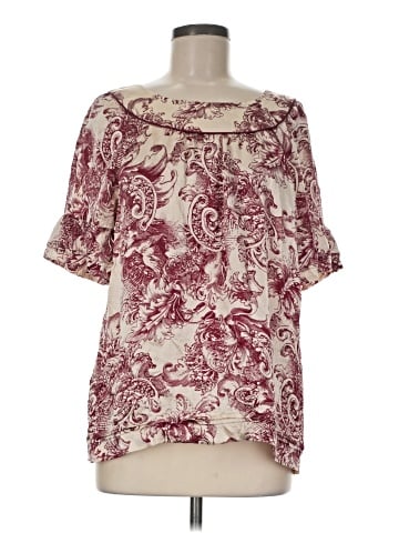 BCBGMAXAZRIA Short Sleeve Silk Top (view 1)