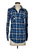 XXI 100% Cotton Plaid Blue Long Sleeve Button-Down Shirt Size S - photo 1