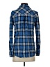 XXI 100% Cotton Plaid Blue Long Sleeve Button-Down Shirt Size S - photo 2