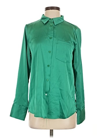 Aqua Long Sleeve Blouse (view 1)