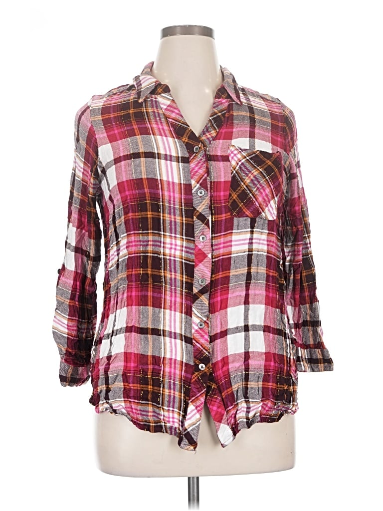 Pre-owned Intro 3/4 Sleeve Button Down Shirt In Pink
