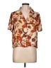 Rose + Olive 100% Polyester Floral Brown Short Sleeve Blouse Size L - photo 1