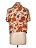 Rose + Olive 100% Polyester Floral Brown Short Sleeve Blouse Size L - photo 2