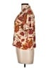 Rose + Olive 100% Polyester Floral Brown Short Sleeve Blouse Size L - photo 5
