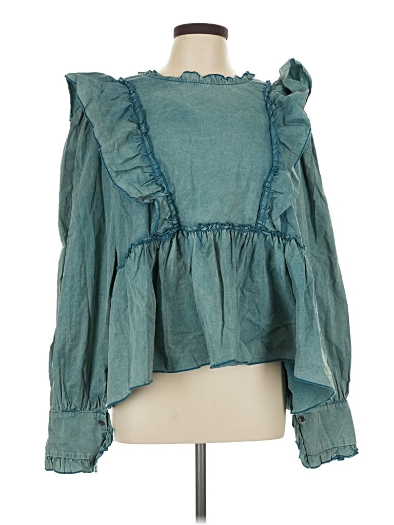 Pre-owned Pol Long Sleeve Blouse In Teal