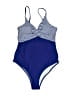 Cupshe Chevron-herringbone Blue One Piece Swimsuit Size L - photo 1