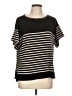 Max Studio Stripes Black Short Sleeve T-Shirt Size L - photo 1