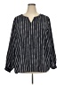 Lands' End 100% Polyester Stripes Gray Black Long Sleeve Blouse Size 26W - photo 1
