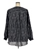 Lands' End 100% Polyester Stripes Gray Black Long Sleeve Blouse Size 26W - photo 2