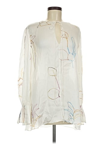 Theory Long Sleeve Silk Top (view 1)