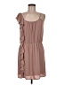 Collective Concepts 100% Polyester Solid Tan Casual Dress Size M - photo 1