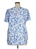 Ann Taylor 100% Polyester Blue Short Sleeve Blouse Size XL - photo 2