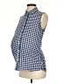 Eden & Olivia 100% Polyester Checkered-gingham Blue Sleeveless Blouse Size Sm Maternity - photo 1