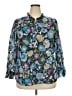 Talbots 100% Cotton Floral Teal Long Sleeve Blouse Size 2X - photo 1