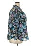 Talbots 100% Cotton Floral Teal Long Sleeve Blouse Size 2X - photo 4