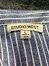 Studio West Stripes Blue Short Sleeve Blouse Size L - photo 7