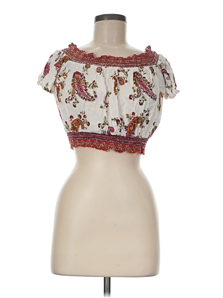 Pre-owned Forever 21 Short Sleeve Blouse In White