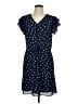 Maison Jules 100% Polyester Polka Dots Blue Casual Dress Size L - photo 1