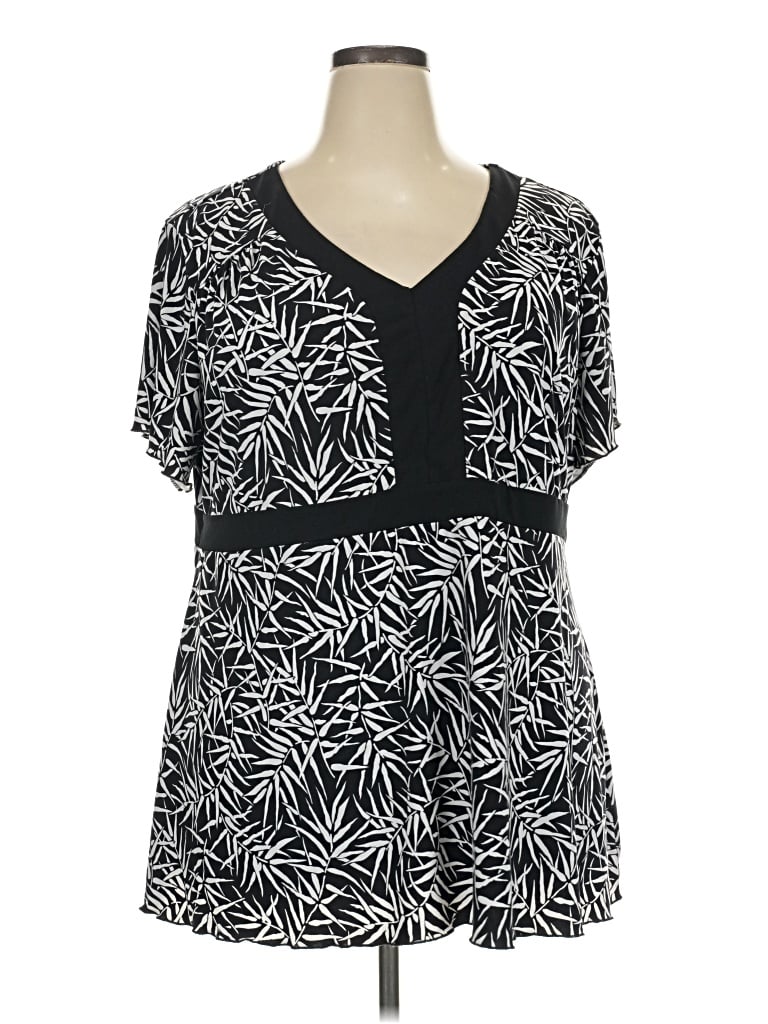 Pre-owned Apostrophe Short Sleeve Blouse In Black
