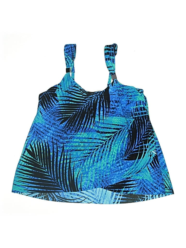 Pre-owned Miraclesuit Swimsuit Top Blue Tropical Pattern Swimwear