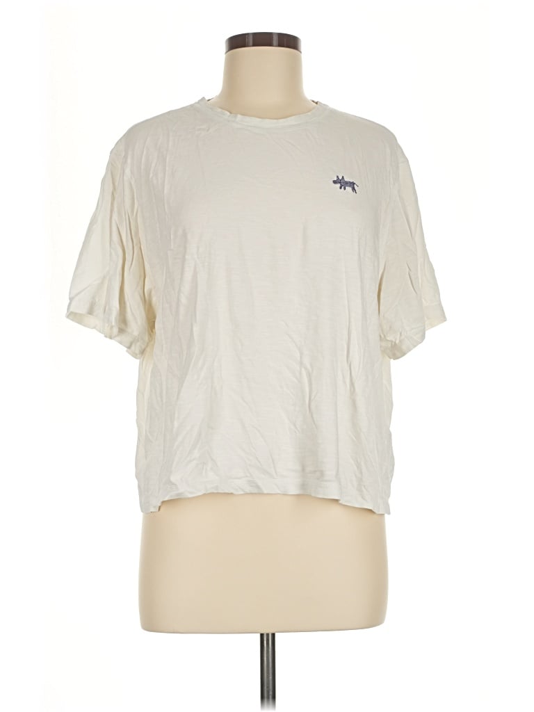 Pre-owned Bimba Y Lola Short Sleeve Top Ivory Crew Neck Tops