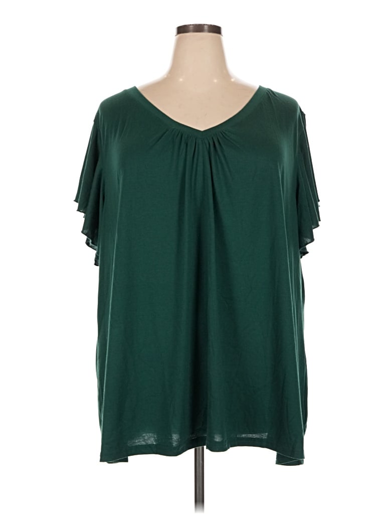 Pre-owned Bloomchic Short Sleeve Blouse In Green