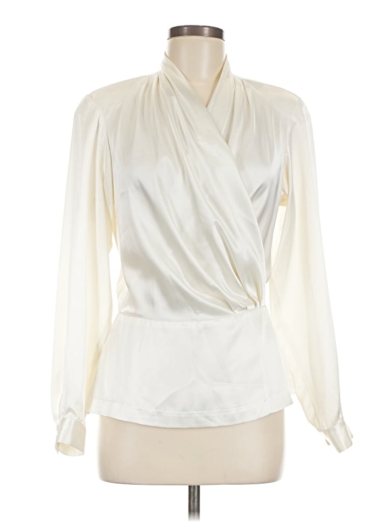 Pre-owned Evan Picone Long Sleeve Blouse In Ivory