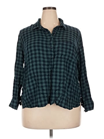 Cosmic Blue Love 3/4 Sleeve Button-Down Shirt (view 1)
