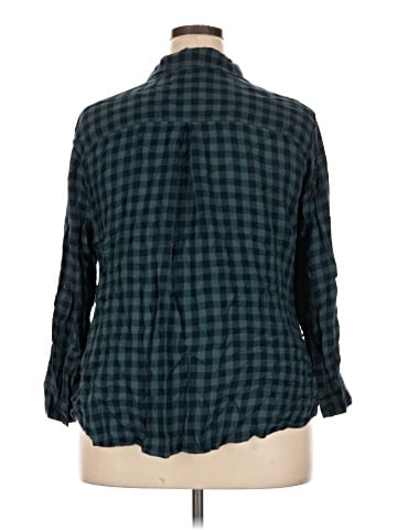 Cosmic Blue Love 3/4 Sleeve Button-Down Shirt (view 2)