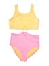 Breaking Waves Solid Yellow Two Piece Swimsuit Size 16 - photo 1