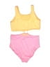 Breaking Waves Solid Yellow Two Piece Swimsuit Size 16 - photo 2