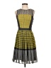 Halogen 100% Polyester Houndstooth Yellow Cocktail Dress Size 2 (petite) - photo 1