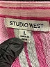 Studio West Stripes Pink Short Sleeve Blouse Size L - photo 7