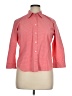 Lands' End Houndstooth Pink 3/4 Sleeve Button-Down Shirt Size 14 - photo 1