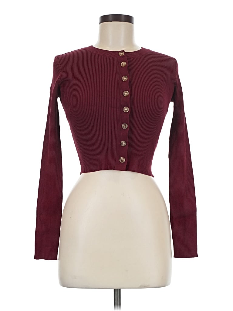 Pre-owned The Workshop Cardigan Sweater In Burgundy