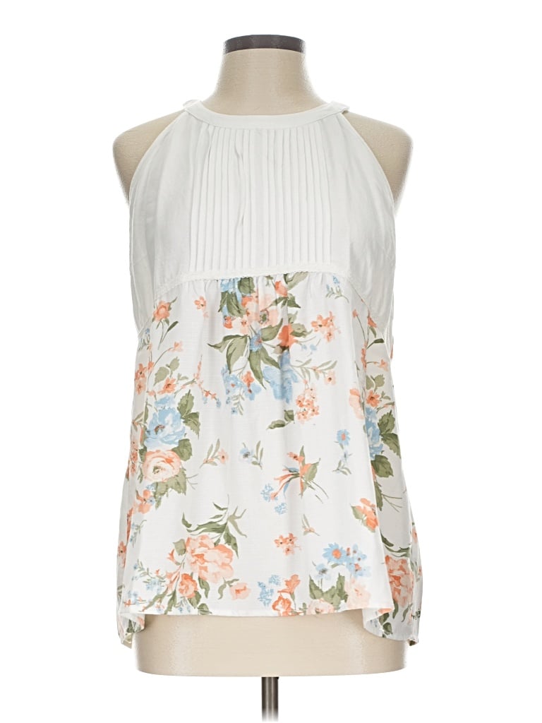 Pre-owned Doe & Rae Sleeveless Blouse In White