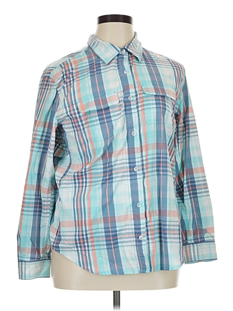 Pre-owned Coolibar Long Sleeve Blouse In Blue