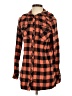 Volcom 100% Cotton Plaid Orange Long Sleeve Blouse Size S - photo 1