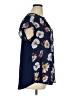 Papermoon 100% Polyester Floral Blue Short Sleeve Blouse Size 1X - photo 4