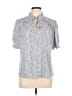 Adrianna Papell Polka Dots Silver Short Sleeve Blouse Size L - photo 2