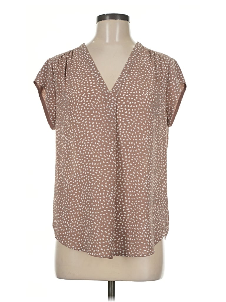Pre-owned Fun2fun Short Sleeve Blouse In Brown